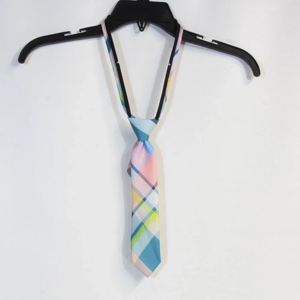 Cat & Jack Boys Easter Pre-tied Neck Tie White Blue Green Plaid Size S/M NWOT